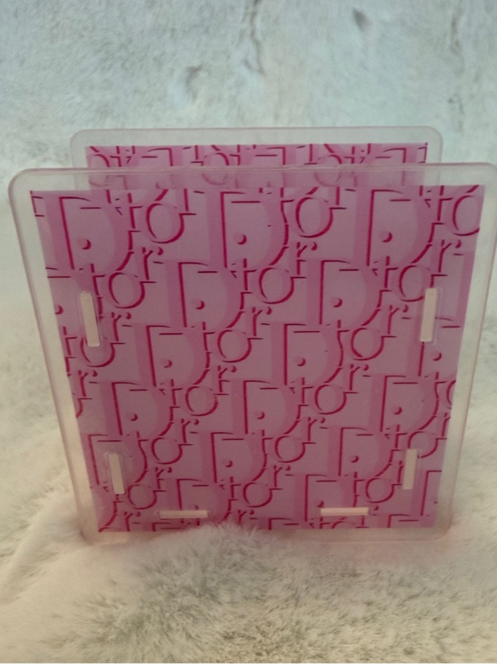 NWOT Pink Makeup Brush Holder with Designer Monogram Pattern
